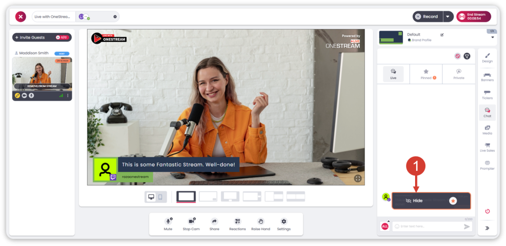 Removing a Comment that is set as a Banner During Live Stream in OneStream Studio