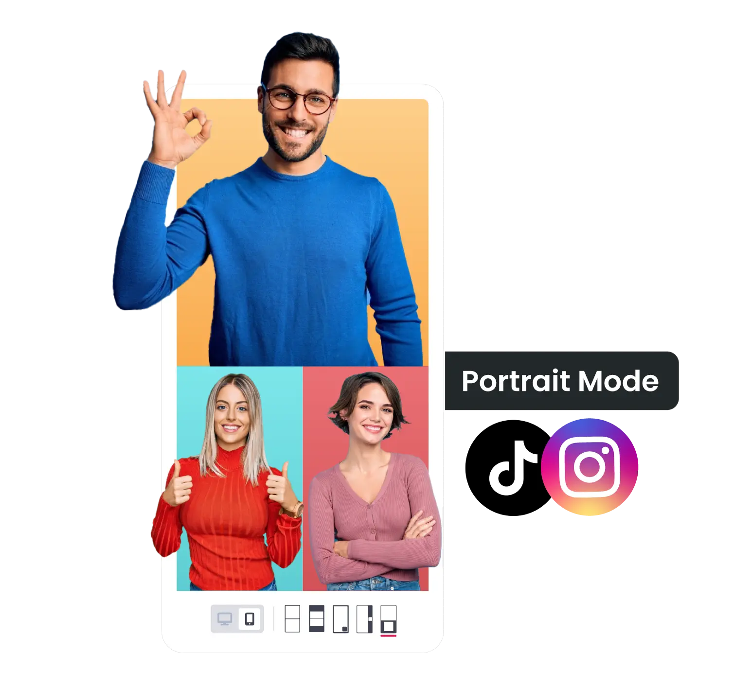 Streaming from a live studio in portrait mode for vertical video on social media platforms